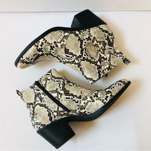LOFT Snakeskin Ankle Boots - Black and Cream